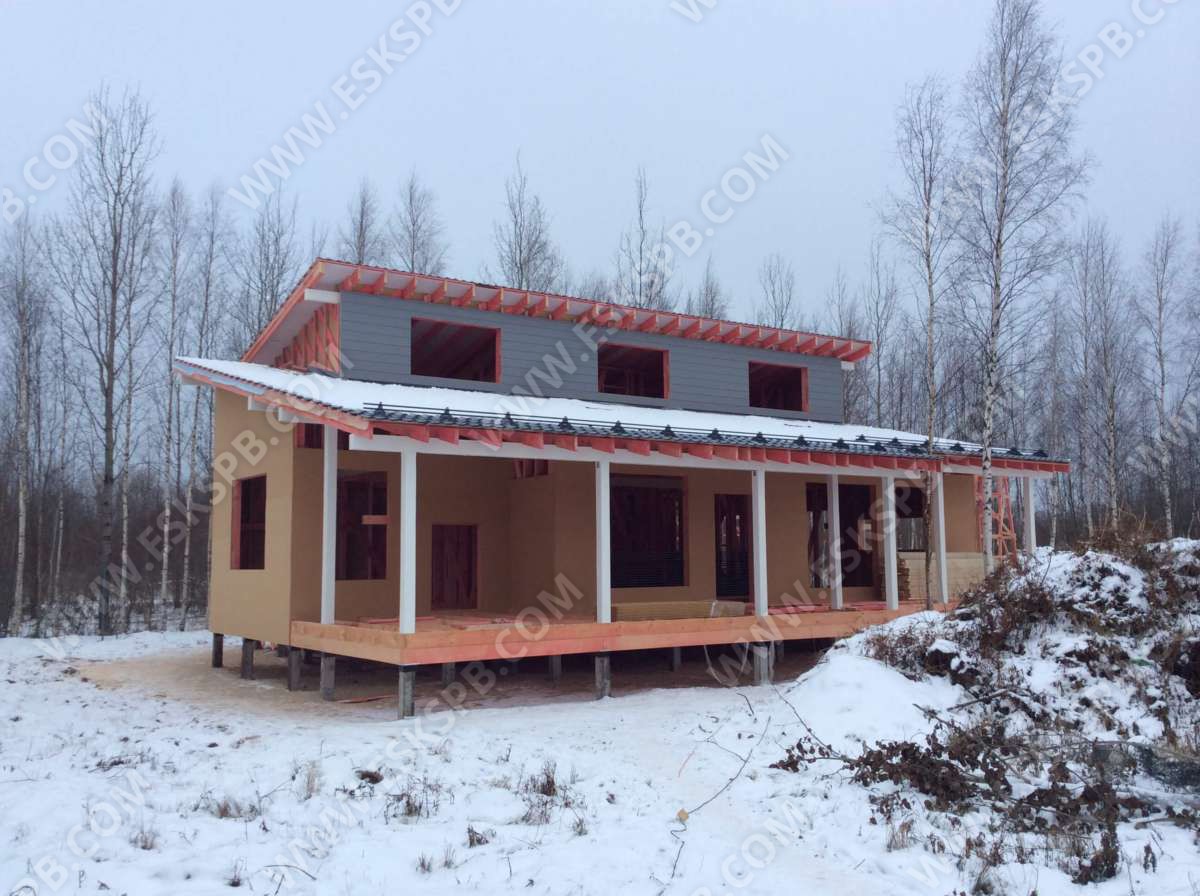 Строительство каркасного дома по проекту «Иматра» в деревне Коккорево, Всеволожского района.